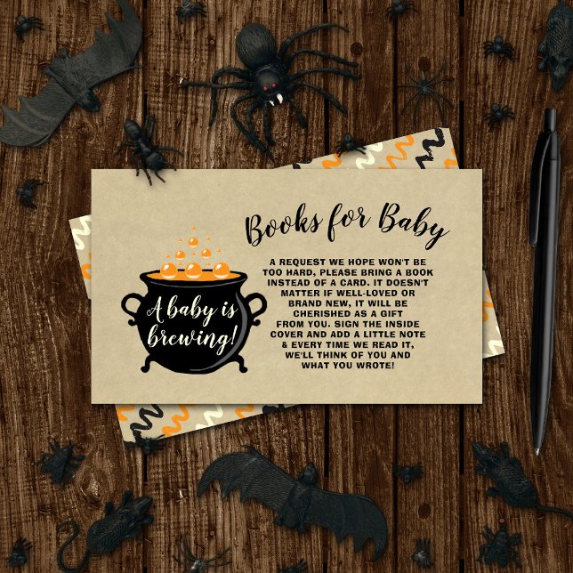A Sweet Baby Is Brewing Halloween Baby Shower Book Enclosure Card (Creator Uploaded)