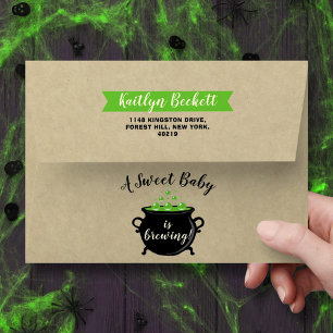 A Sweet Baby Is Brewing Halloween Baby Shower Envelope