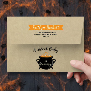 A Sweet Baby Is Brewing Halloween Baby Shower Envelope