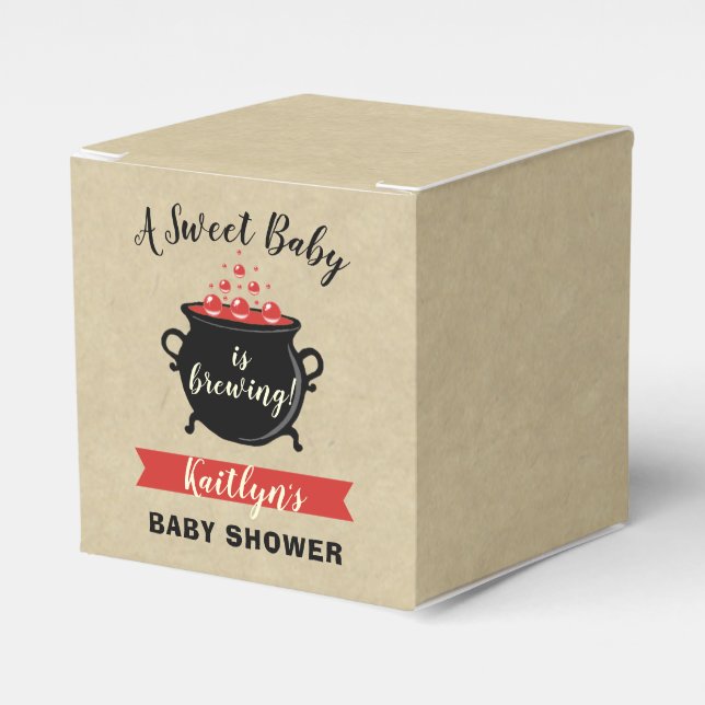 A Sweet Baby Is Brewing Halloween Baby Shower Favour Box (Front Side)