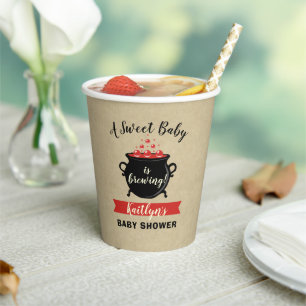 A Sweet Baby Is Brewing Halloween Baby Shower Paper Cups