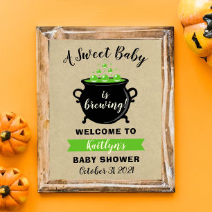 A Sweet Baby Is Brewing Halloween Baby Shower Poster