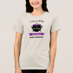 A Sweet Baby Is Brewing Halloween Baby Shower Tri-Blend Shirt