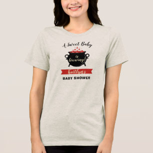 A Sweet Baby Is Brewing Halloween Baby Shower Tri-Blend Shirt