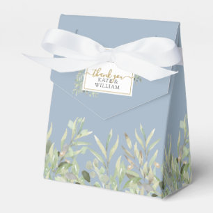 A Sweet Beginning Dusty Blue Greenery Wedding Favour Box