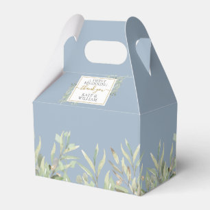 A Sweet Beginning Greenery Dusty Blue Wedding Favour Box