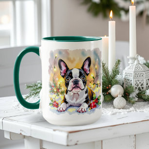 A Sweet Boston Terrier Christmas Mug