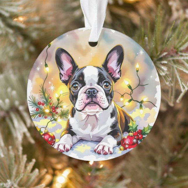 A Sweet Boston Terrier Christmas Ornament (Tree)