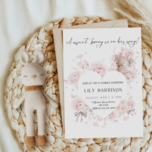 A Sweet Bunny Is On Her Way Baby Shower Party Invitation