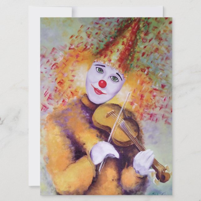 A sweet clown playing the violin card (Front)