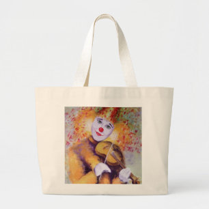 A sweet clown playing the violin large tote bag