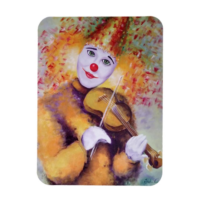 A sweet clown playing the violin magnet (Vertical)