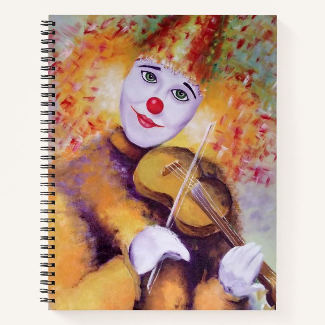 A sweet clown playing the violin notebook (Front)