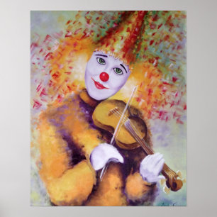 A sweet clown playing the violin poster