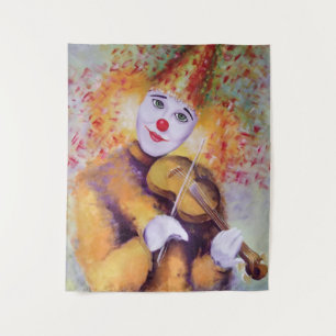A sweet clown playing the violin tapestry