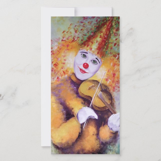 A sweet clown playing the violin thank you card (Front)