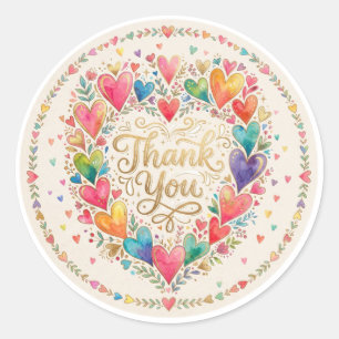 A Sweet Colourful Thank You Classic Round Sticker