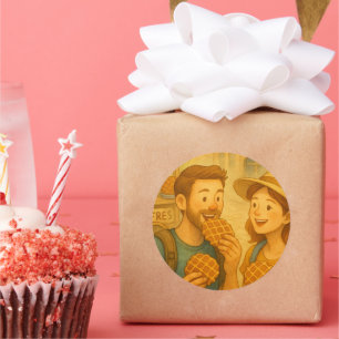 A Sweet Day in Belgium – Waffle Lovers Gift Sticke Classic Round Sticker