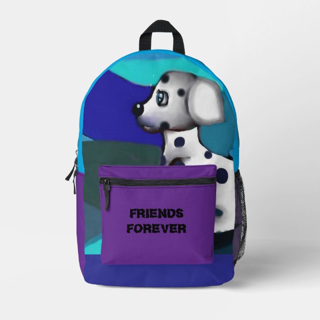 A sweet dog printed backpack (Front)