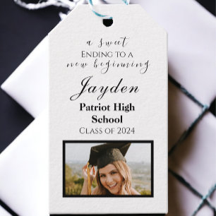 A Sweet End to a New Beginning Graduation Photo Gift Tags