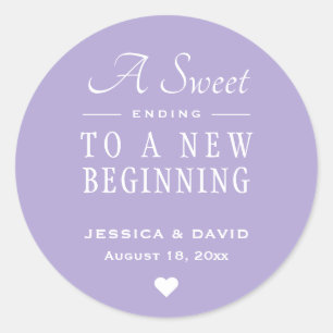 A Sweet Ending Lavender Wedding Favour Sticker