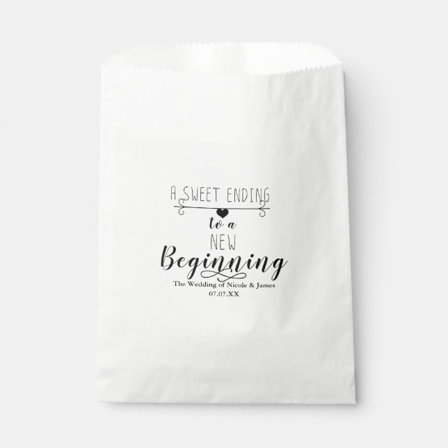A Sweet Ending New Beginning Chic Wedding Favour Bags (Front)