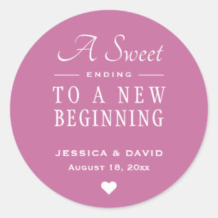 A Sweet Ending Pink Wedding Favour Sticker