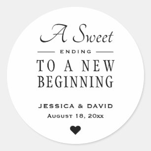 A Sweet Ending Simple Wedding Favour Sticker