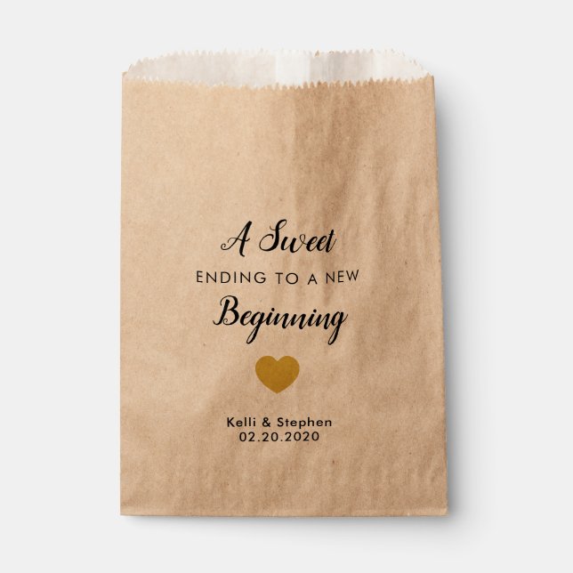 A Sweet Ending to a New Beginning Favour Treat Bag (Front)