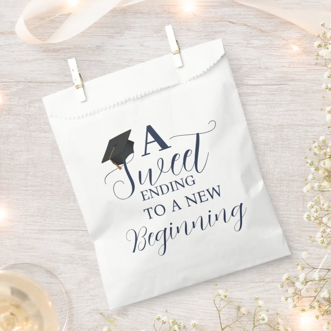 A sweet ending to a new beginning graduation party favour bags (Clipped)