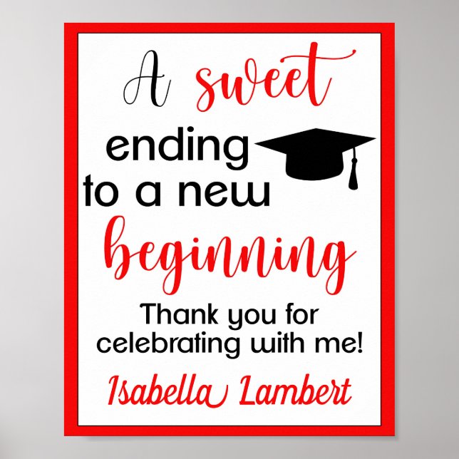 A Sweet Ending to a New Beginning Graduation Poster (Front)
