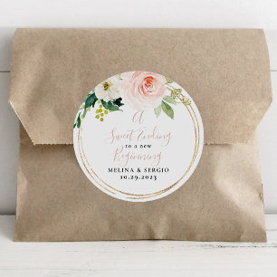 A Sweet Ending to A new beginning Wedding  Classic Round Sticker