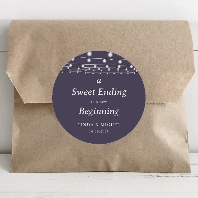 A Sweet Ending to a New Beginning Wedding Classic Round Sticker (Creator Uploaded)