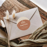 A Sweet Ending to A new beginning Wedding  Classic Round Sticker<br><div class="desc">This a sweet ending to a new beginning wedding classic round sticker is perfect for a rustic wedding. The design features a beautiful font in a terracotta background to embellish your event.</div>