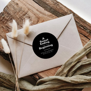 A Sweet Ending to A new beginning Wedding  Classic Round Sticker