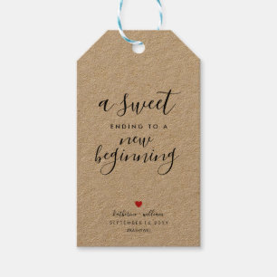 A Sweet Ending To a New Beginning Wedding Favour Gift Tags