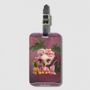 A sweet flamingo in a tropical paraise luggage tag
