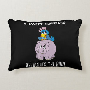 A Sweet Friendship Refreshes The Soul Purple Hippo Decorative Cushion