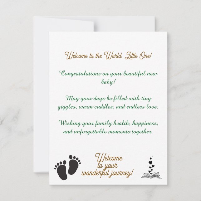 A Sweet Hello for a Brand New Baby Card (Back)