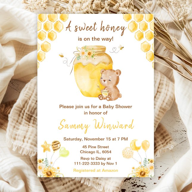 A Sweet Honey Bear Baby Shower Invitation (Creator Uploaded)