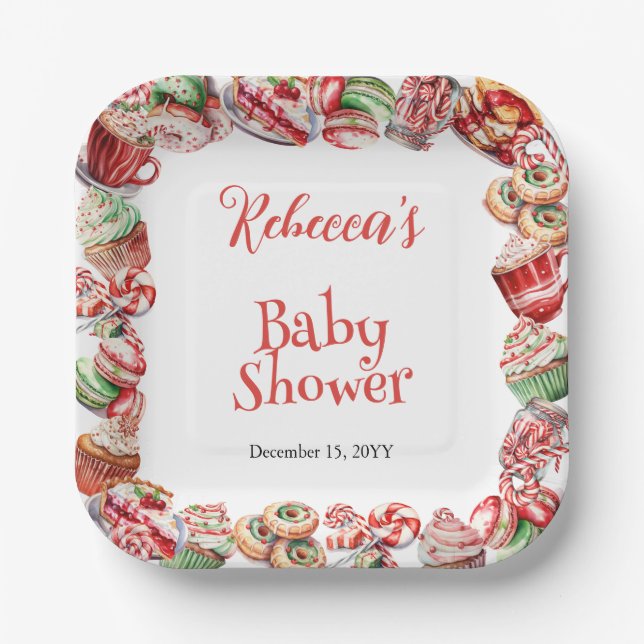 A Sweet Little Baby Candy Frame Baby Shower Paper Plate (Front)