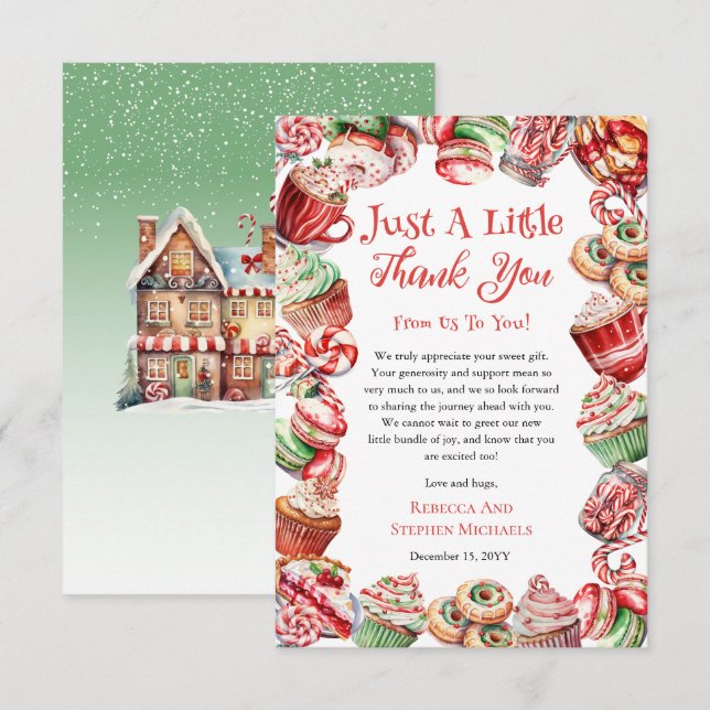 A Sweet Little Baby Candy Frame Girl Baby Shower Thank You Card (Front/Back)