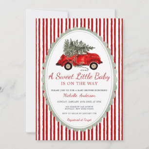 A Sweet Little Baby Is on the Way Rustic Red  Invitation