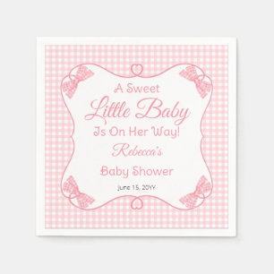 A Sweet Little Baby Pink Bows Girl Baby Shower Napkin