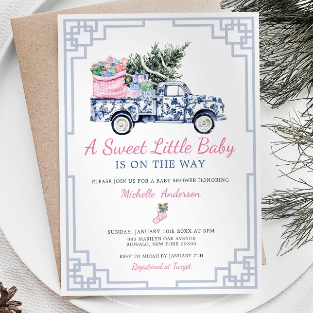 A Sweet Little Baby Winter Chinoiserie Baby Shower Invitation (Creator Uploaded)