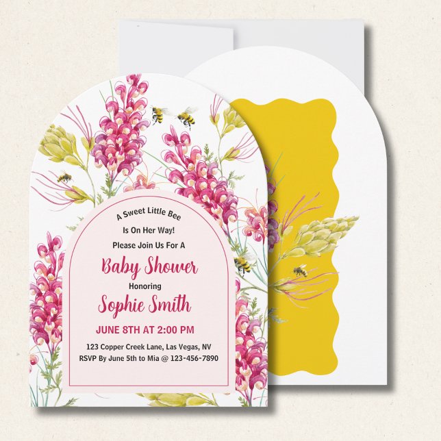 A Sweet Little Bee Is On Her Way Arch Invitation (Creator Uploaded)