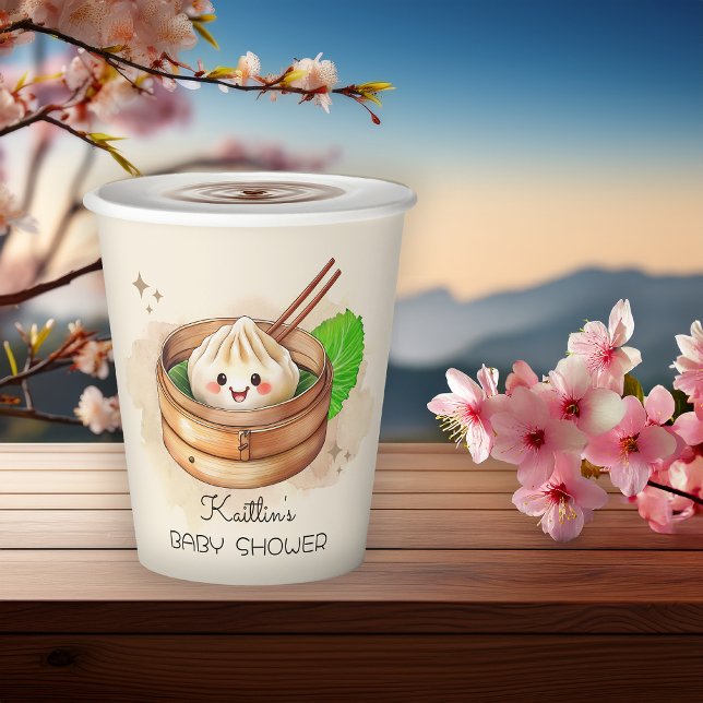 A Sweet Little Dumpling Kwai Theme Baby Shower Paper Cups ("A Sweet Little Dumpling Is On The Way!" Kwai Steamed Dumpling Baby Shower Paper Cups)