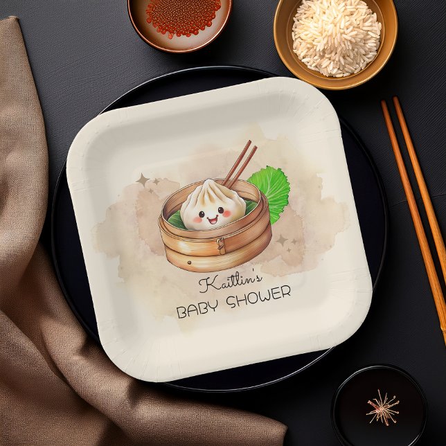 A Sweet Little Dumpling Kwai Theme Baby Shower Paper Plate (A Sweet Little Dumpling Kwai Theme Baby Shower Square Paper Plates)