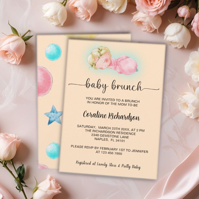 A sweet little girl Baby Brunch Invitation (Creator Uploaded)