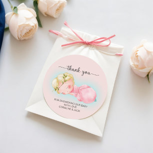 A sweet little girl Baby Shower Classic Round Sticker